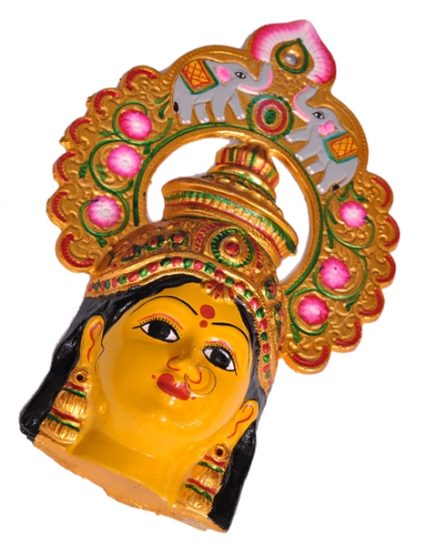 tmpooja,thirumurugan,pooja,devi,face,durga,mugam,laxmi,home,wall,decorative,navarathri,golu,product,idols,metal,length,21,cm,width,19.5,cm,handicrafted,brass,painted,marke