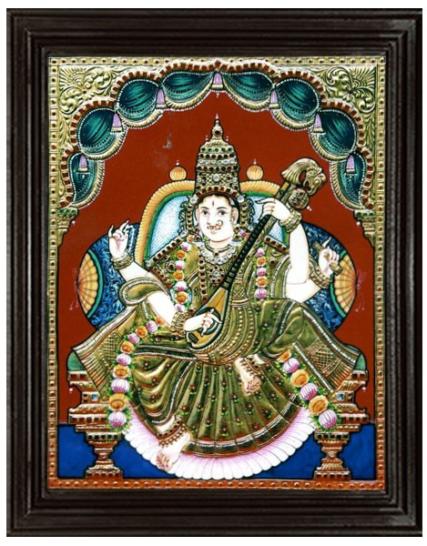 tmpooja-Goddess Saraswathi-tanjore-painting-online-mega-pooja-store