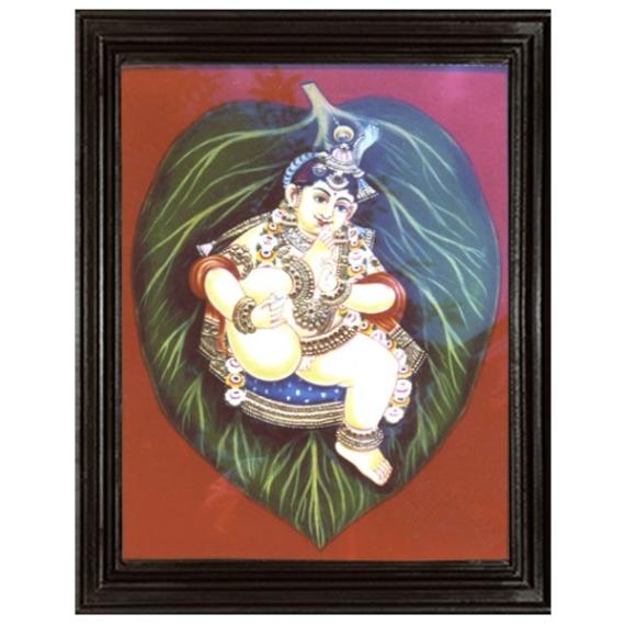 tmpooja-Leaf Krishna-tanjore-painting-online-mega-pooja-store