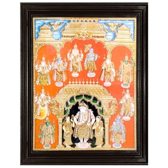 tmpooja-Lord Krishna's Dhasavadharam-tanjore-painting-online-mega-pooja-store