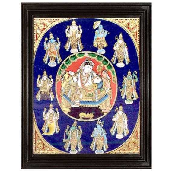 tmpooja-Lord Krishna's Dhasavadharam2-tanjore-painting-online-mega-pooja-store