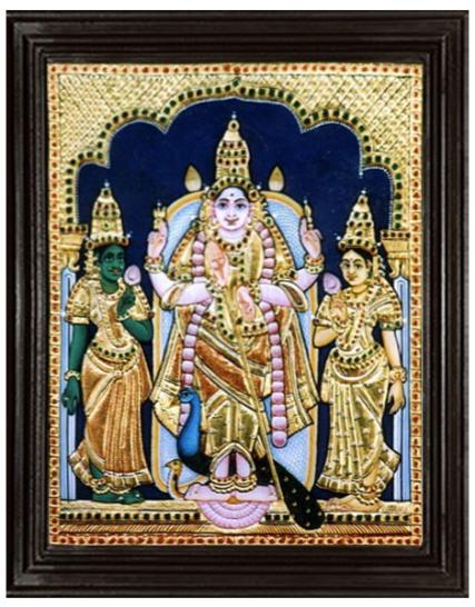 tmpooja-Lord Muruga with Wifes-tanjore-painting-online-mega-pooja-store