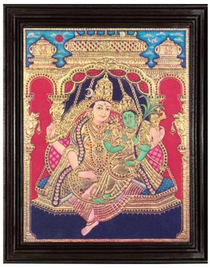 tmpooja-Lord Shiva Shakti-tanjore-painting-online-mega-pooja-store