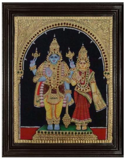 tmpooja-Lord Vishnu lakshmi-tanjore-painting-online-mega-pooja-store