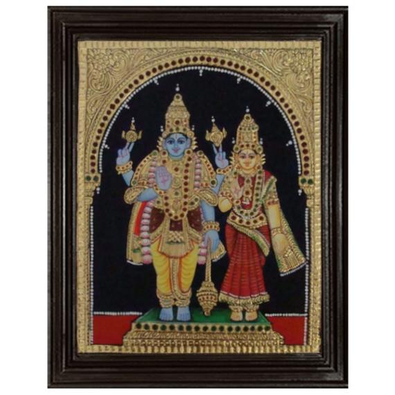 tmpooja-Lord Vishnu lakshmi-tanjore-painting-online-mega-pooja-store