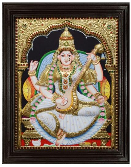 tmpooja-Saraswathi-tanjore-painting-online-mega-pooja-store