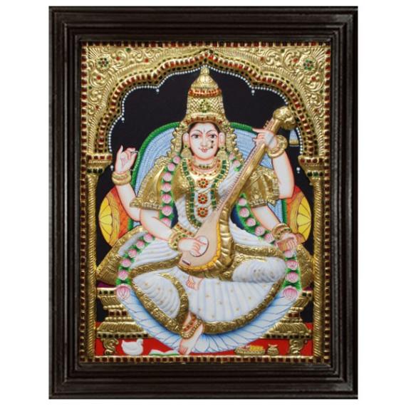 tmpooja-Saraswathi-tanjore-painting-online-mega-pooja-store