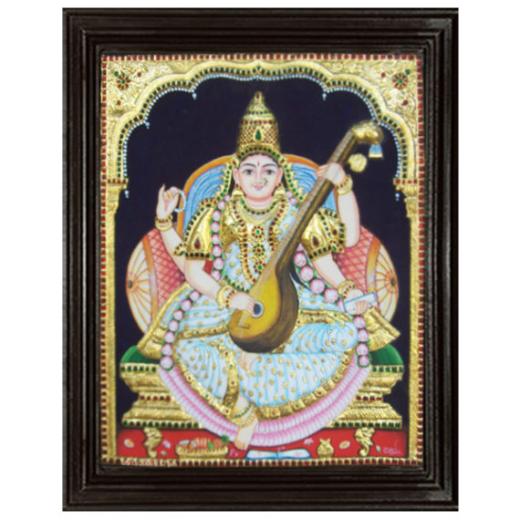 tmpooja-Saraswathi-tanjore-painting-online-mega-pooja-store