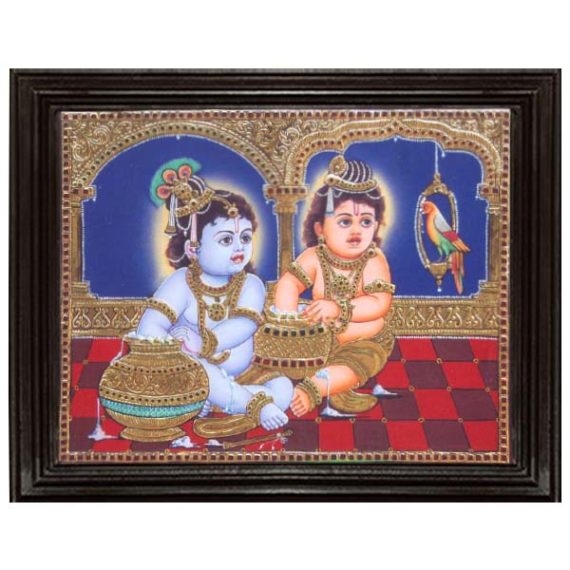 tmpooja-Two Krishna-tanjore-painting-online-mega-pooja-store