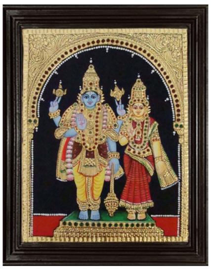 tmpooja-Vishnu lakshmi-tanjore-painting-online-mega-pooja-store