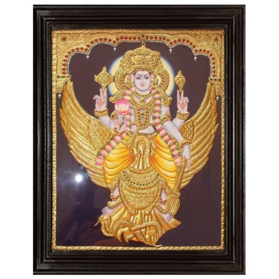 tmpooja-Vishnu on Karuda-tanjore-painting-online-mega-pooja-store