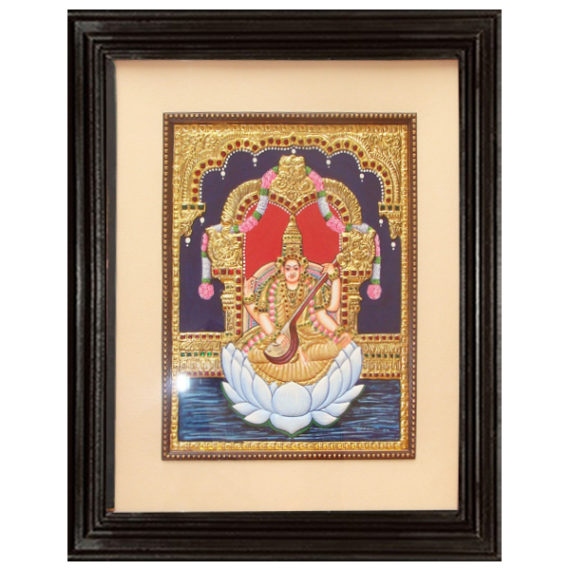 tmpooja-Goddess Saraswathi3-tanjore-painting-online-mega-pooja-store