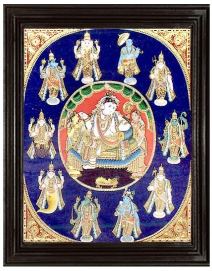 tmpooja-Lord Krishna's Dhasavadharam2-tanjore-painting-online-mega-pooja-store