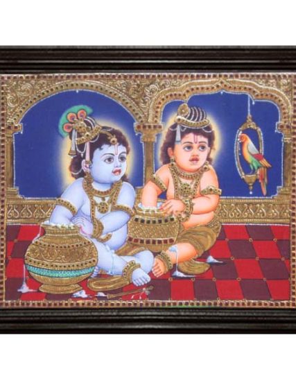tmpooja-Two Krishna-tanjore-painting-online-mega-pooja-store